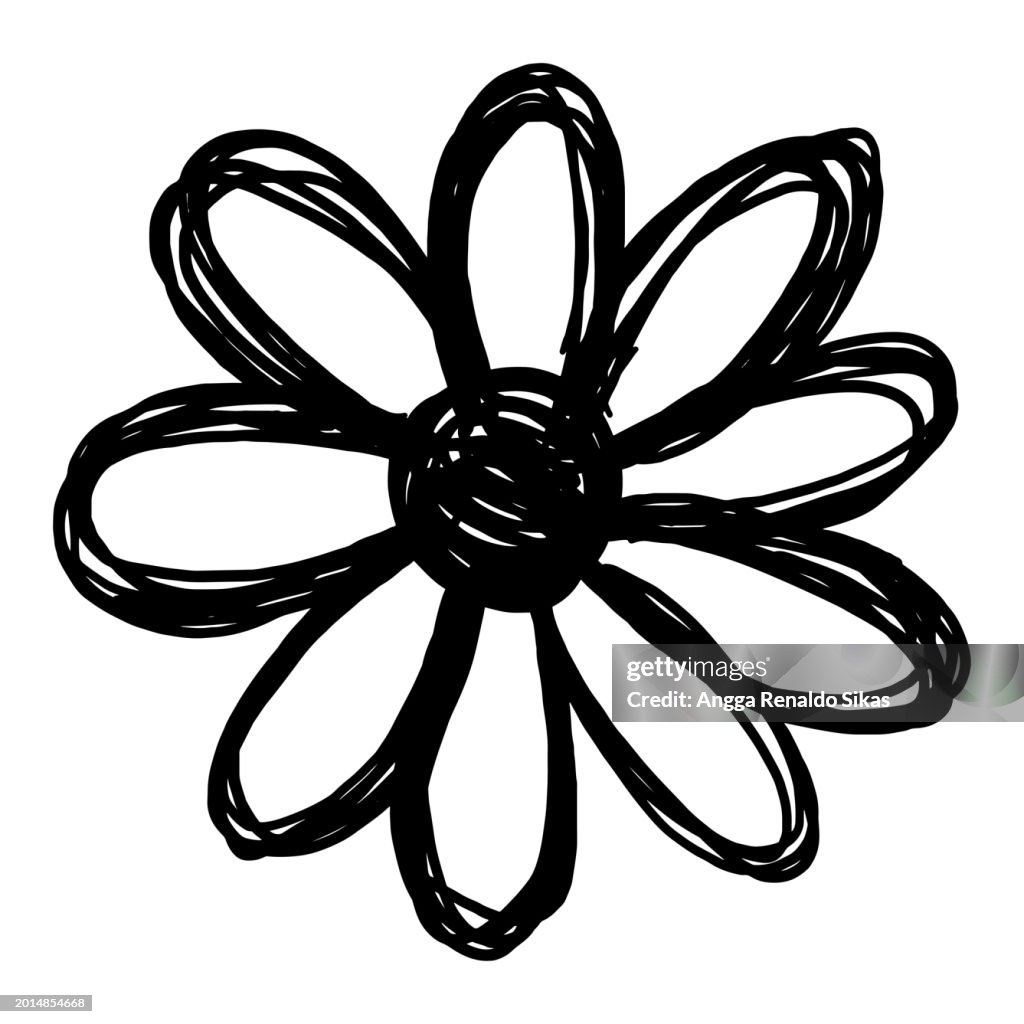 Hand drawn scribble lily flower isolated on white background