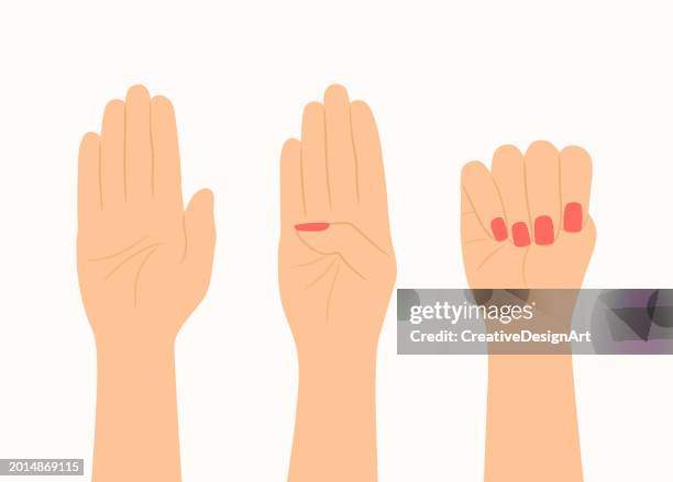 ilustrações de stock, clip art, desenhos animados e ícones de woman hand showing sos hand signals for help. international day for the elimination of violence against women - ferido