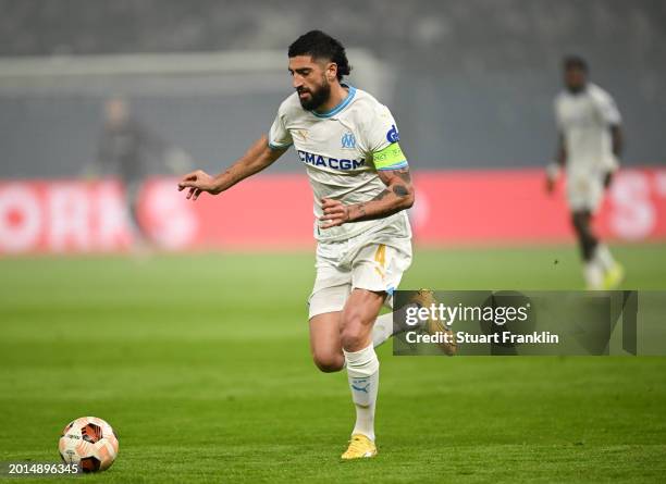 Samuel Gigot of Marseille in action during the UEFA Europa League 2023/24 Knockout Round Play-offs First Leg match between FC Shakhtar Donetsk and...