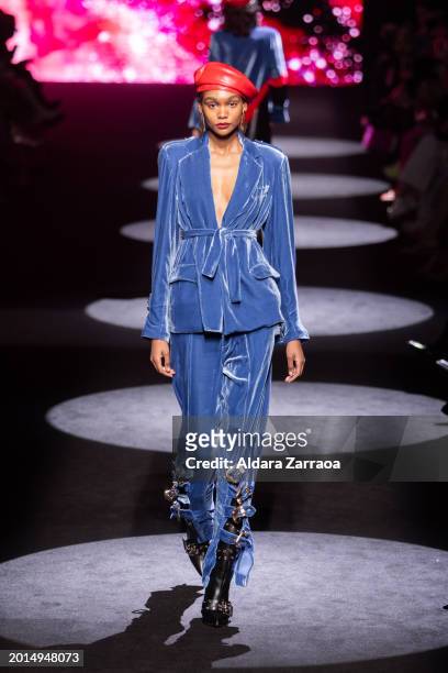 Model walks the runway at the Paloma Suárez fashion show during the Mercedes Benz Fashion Week Madrid at Ifema on February 16, 2024 in Madrid, Spain.