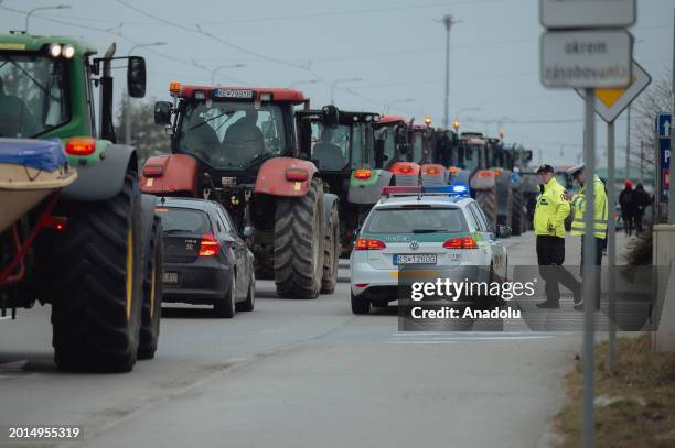 Slovak farmers head towards the city center to join the first wave of protests against the Agricultural Paying Agency and also to support the...