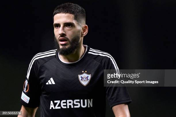 Yassine Benzia of Qarabarg FK looks on during the UEFA Europa League 2023/24 Knockout Round Play-offs First Leg match between SC Braga and Qarabag FK...
