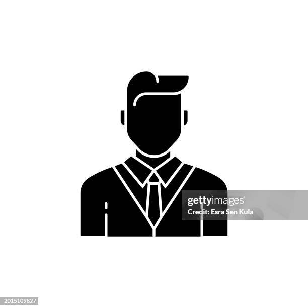 businessman solid icon design on a white background. this black flat icon suits infographics, web pages, mobile apps, ui, ux, and gui designs. - man portrait solid background stock illustrations