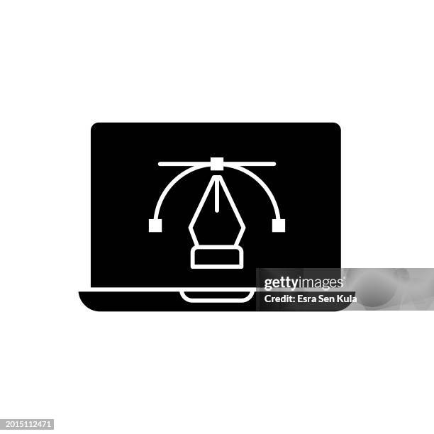 freelance designer solid icon design on a white background. this black flat icon suits infographics, web pages, mobile apps, ui, ux, and gui designs. - architect computer stock illustrations