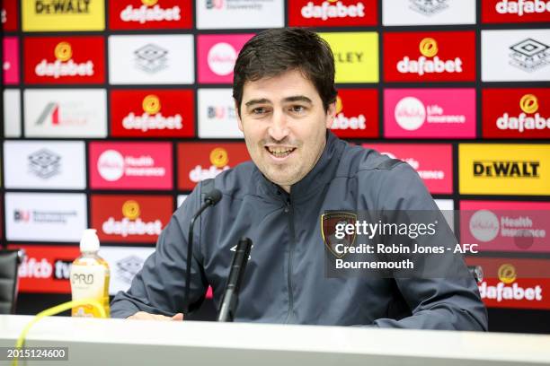 Head Coach Andoni Iraola of Bournemouth during a pre-match press conference at Vitality Stadium on February 16, 2024 in Bournemouth, England.