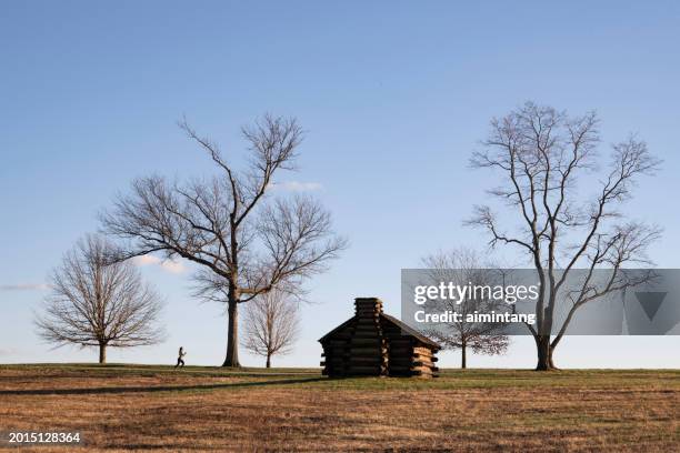 jogging in valley forge national historic park - valley forge national historic park stock pictures, royalty-free photos & images