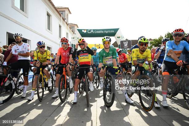 Antonio Morgado of Portugal and UAE Team Emirates, Wout Van Aert of Belgium and Team Visma | Lease a Bike, Geraint Thomas of The United Kingdom and...