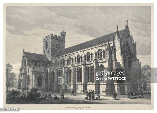 carlisle cathedral - woodcut - carlisle cumbria stock pictures, royalty-free photos & images