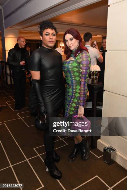 Travis Alabanza and Juno Dawson attend 2024 "Attitude 101" at Rosewood London on February 16, 2024 in London, England.