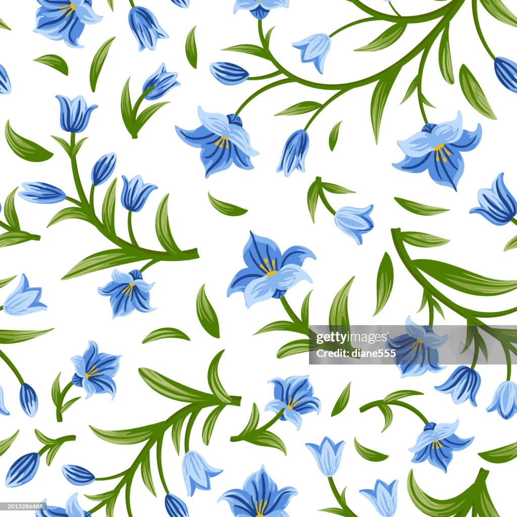 Glockenblumen Nahtloses Hintergrundmuster