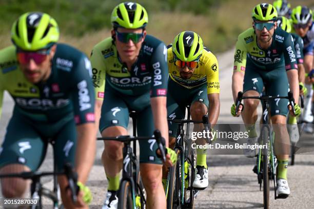 Daniel Felipe Martinez of Colombia and Team BORA - hansgrohe - Yellow leader jersey competes during the 50th Volta ao Algarve em Bicicleta 2024,...