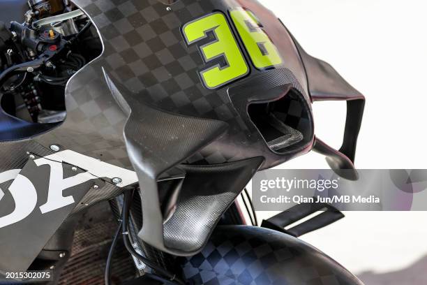 Aero detail on the Repsol Honda Team bike during the Qatar MotoGP Official Test at Losail Circuit on February 19, 2024 in Doha, Qatar.