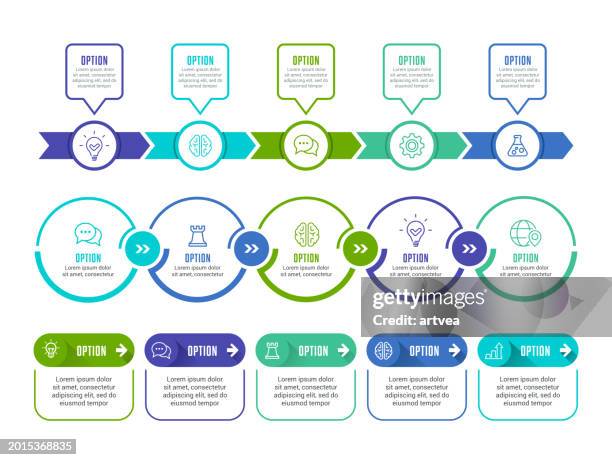 illustrazioni stock, clip art, cartoni animati e icone di tendenza di infografica elementi - linea del tempo supporto visivo