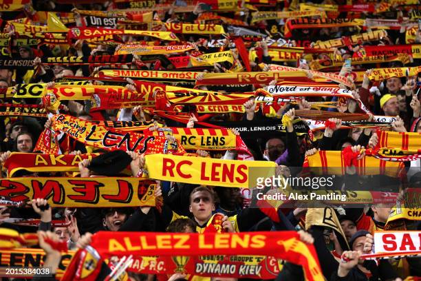 Fans of RC Lens during the UEFA Europa League 2023/24 Knockout Round Play-offs First Leg match between RC Lens and Sport-Club Freiburg at Stade...