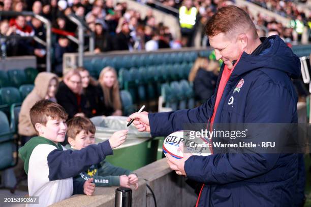 Dylan Hartley is pictured during an England rugby open training session at Twickenham Stadium on February 16, 2024 in London, England.