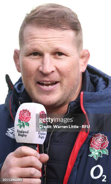 Dylan Hartley is pictured during an England rugby open training session at Twickenham Stadium on February 16, 2024 in London, England.