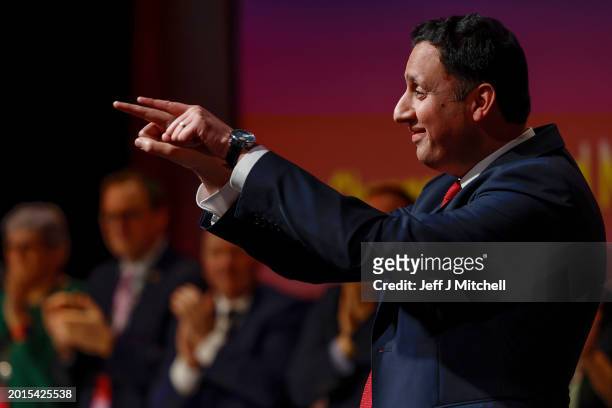 Anas Sarwar MSP, Leader of the Scottish Labour Party acknowledge applause after his address to the Scottish Labour Party annual conference at the...