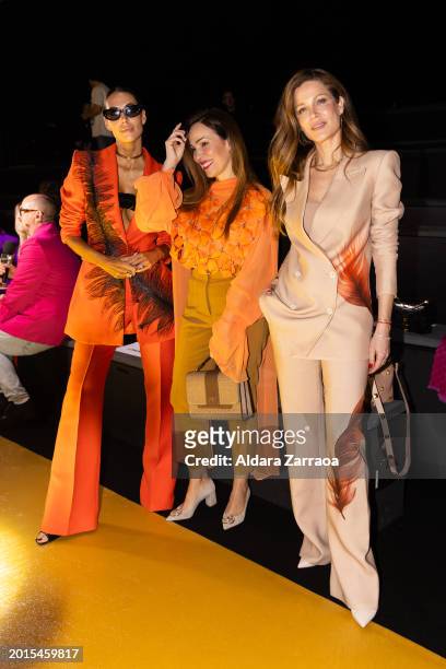 Nerea Garmendia and Jaydy Michel attend the front row at the Isabel Sanchís fashion show during the Mercedes Benz Fashion Week Madrid at Ifema on...