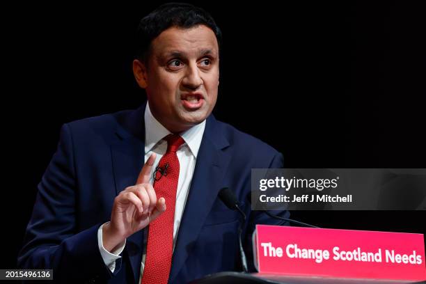 Anas Sarwar MSP, Leader of the Scottish Labour Party addresses the Scottish Labour Party annual conference at the Scottish Event Campus on February...
