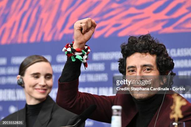 Rooney Mara and Raúl Briones Carmona is seen at the "La Cocina" press conference during the 74th Berlinale International Film Festival Berlin at...