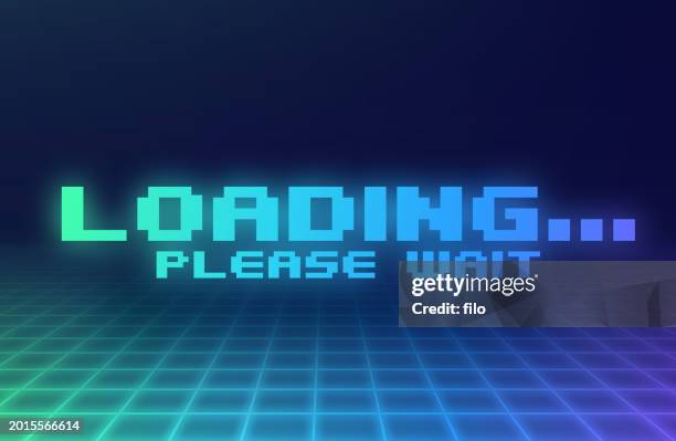 bildbanksillustrationer, clip art samt tecknat material och ikoner med loading please wait retro video game background - lasta