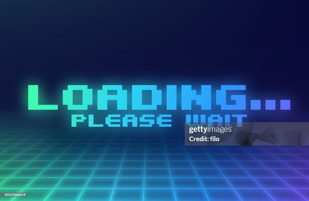 Loading Please Wait Retro Video Game Background High-Res Vector Graphic ...
