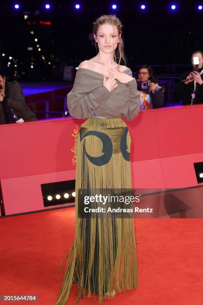 Hunter Schafer of the movie "Cuckoo" attends the "A Different Man" premiere during the 74th Berlinale International Film Festival Berlin at Berlinale...