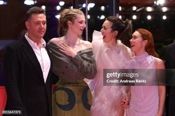 Marton Csokas, Hunter Schafer, Jessica Henwick and Greta Fernández of the movie "Cuckoo" attend the "A Different Man" premiere during the 74th...