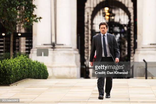 Minister for Veterans’ Affairs, Johnny Mercer attends a meeting of the Prime Minister's cabinet at No.10 Downing Street on February 19, 2024 in...