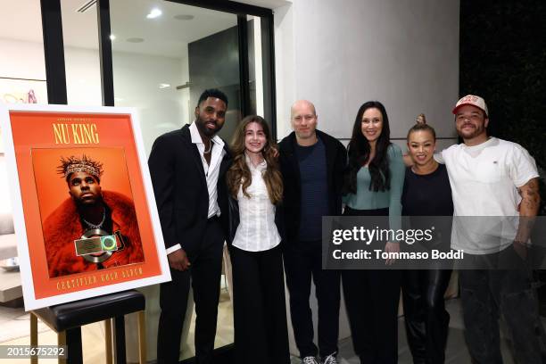 Jason Derulo, Roxy Silver, Mike Caren, Marisa Aron, Mo Hiromoto and Sevian Frangipane attend the Atlantic Records Presents Jason Derulo with RIAA...