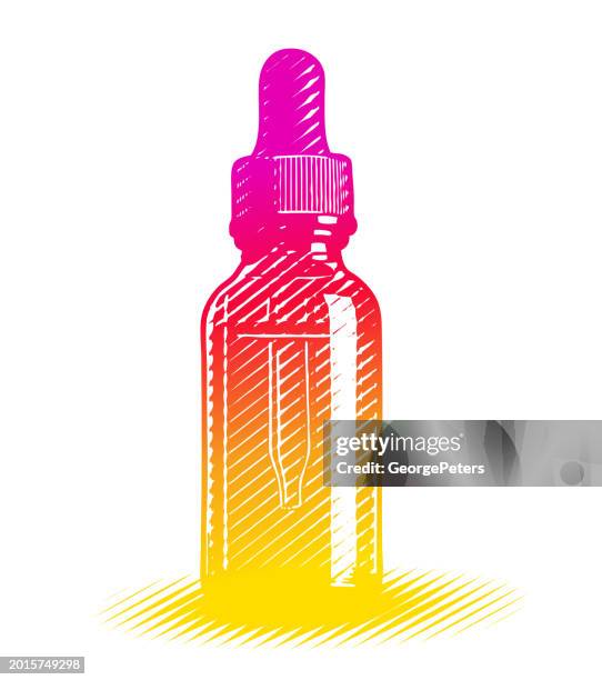 bottle and pipette cut out on white background - cannabinoid stock illustrations