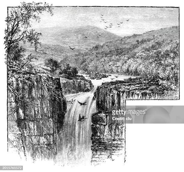 high force, upper teesdale - northumberland stock illustrations