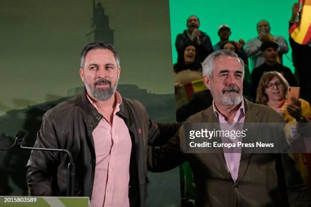 The leader of Vox, Santiago Abascal and the candidate for the Presidency of the Xunta de Galicia and head of the Vox list for Pontevedra, Alvaro...