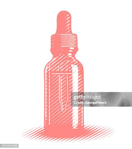 bottle and pipette cut out on white background - cannabinoid stock illustrations