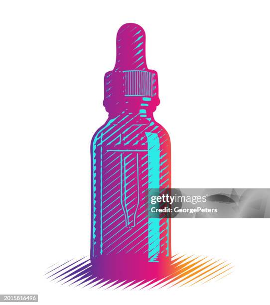 bottle and pipette cut out on white background - serum stock illustrations