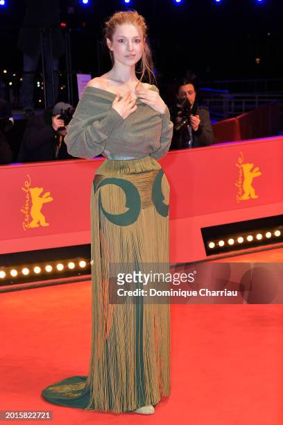 Hunter Schafer of the movie "Cuckoo" attends the "A Different Man" premiere during the 74th Berlinale International Film Festival Berlin at Berlinale...