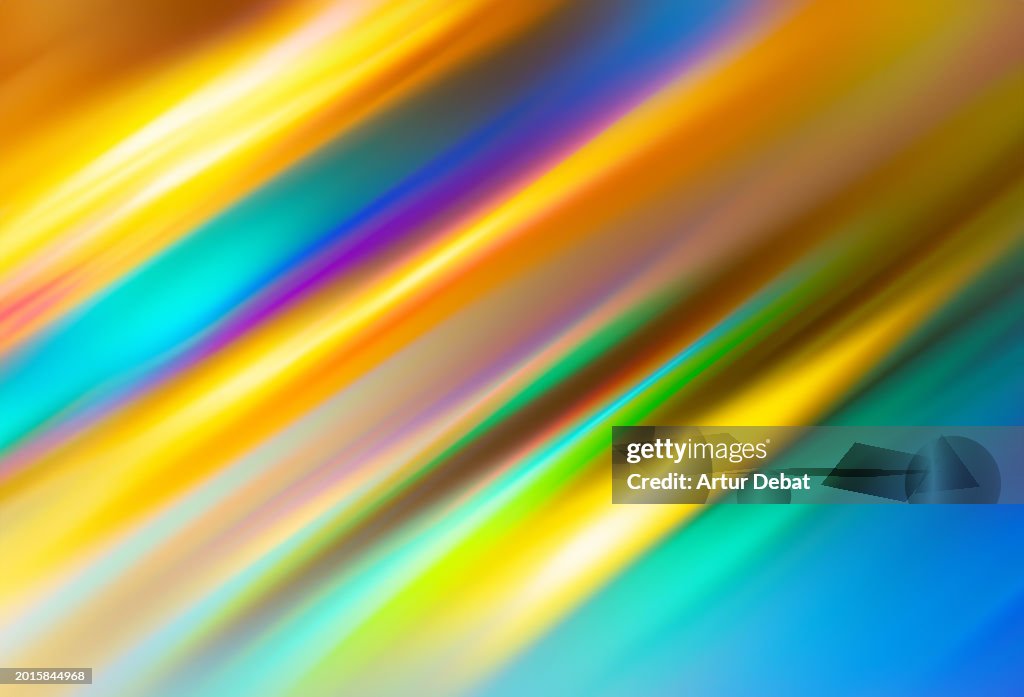 Abstract colorful shapes with iridescent reflections.