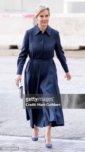 Sophie, Duchess of Edinburgh, Patron, visits The London College of Fashion on February 19, 2024 in London, England.