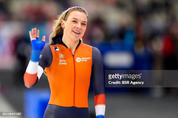 Joy Beune of The Netherlands competing on the Women's 1500m during the ISU World Speed Skating Single Distances Championships at Olympic Oval on...