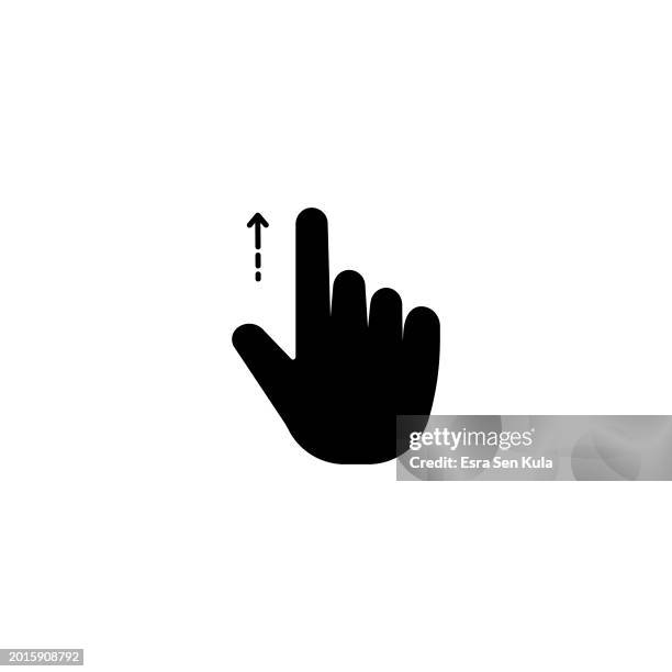 slide up hand gesture solid icon design on a white background. this black flat icon suits infographics, web pages, mobile apps, ui, ux, and gui designs. - mouse pointer stock illustrations