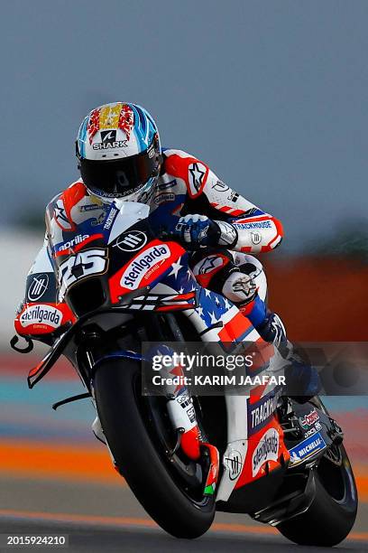 Trackhouse Racing's Spanish rider Raul Fernandez steers his bike on the first day of the MotoGP pre-season testing at Lusail International Circuit in...