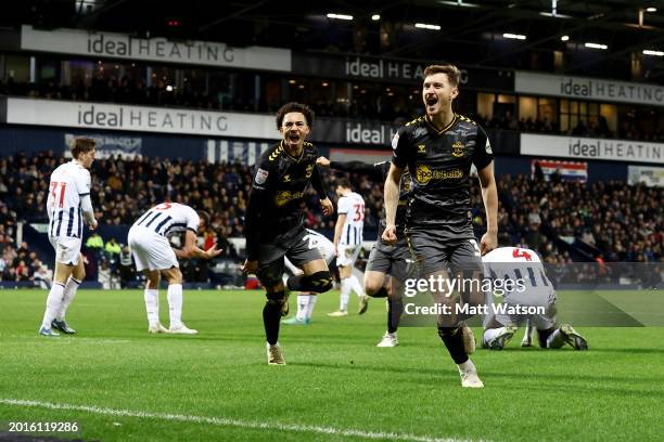 David Brooks of Southampton celebrates after putting his team 2-0 up during the Sky Bet Championship match between West Bromwich Albion and...