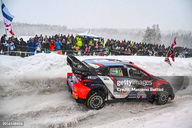 Esapekka Lappi of Finland and Janne Ferm of Finland compete with their Hyundai Shell Mobis WRT Hyundai i20 N Rally1 Hybrid during Day Two of the FIA...