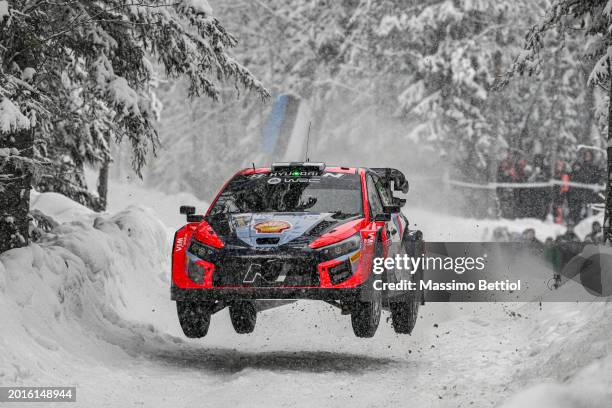 Esapekka Lappi of Finland and Janne Ferm of Finland compete with their Hyundai Shell Mobis WRT Hyundai i20 N Rally1 Hybrid during Day Two of the FIA...