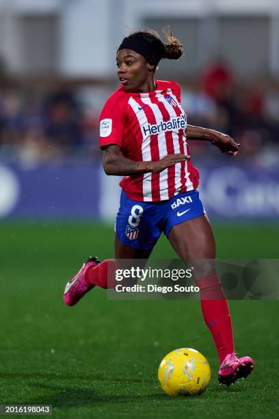 Ludmila Da Silva of Atletico de Madrid runs with the ball during Liga F match between Atletico de Madrid and Real Madrid at Wanda Sport Centre on...