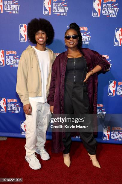 David Daniel Otunga Jr. And Jennifer Hudson attend the 2024 Ruffles NBA All-Star Celebrity Game at Lucas Oil Stadium on February 16, 2024 in...