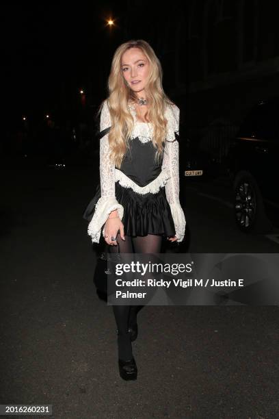 Clara Paget seen attending Annie's Ibiza - catwalk show during London Fashion Week February 2024 at St Mary Magdalene Paddington on February 16, 2024...