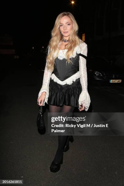 Clara Paget seen attending Annie's Ibiza - catwalk show during London Fashion Week February 2024 at St Mary Magdalene Paddington on February 16, 2024...