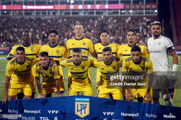 Players of Boca Juniors pose before a Copa de la Liga 2024 group B match between Lanus and Boca Juniors at Estadio Ciudad de Lanus on February 18,...