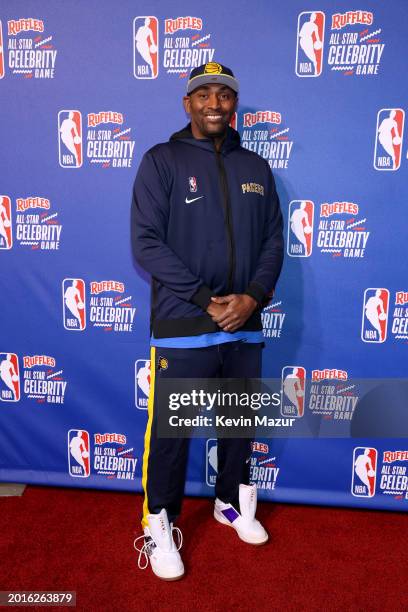 Metta World Peace during the 2024 Ruffles NBA All-Star Celebrity Game at Lucas Oil Stadium on February 16, 2024 in Indianapolis, Indiana.